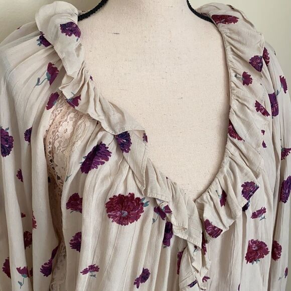 NWT Free People Poppy Floral V-neck Bodysuit Sz XS - Picture 5 of 12